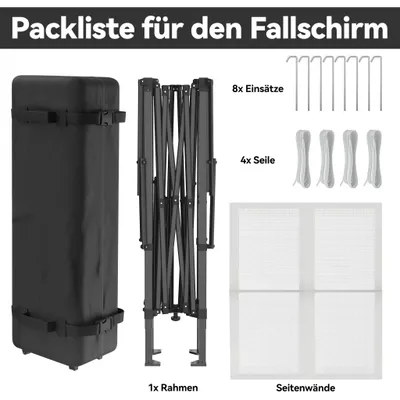 Produktbild von LZQ Gartenpavillon 3x3m  Pop-Up Faltpavillon mit Doppeldach, 4 Moskitonetzen, UV-Schutz, Höhenverstellbar, Robuster Rahmen, Oxford-Gewebe, Weiß