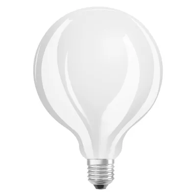 A white LED light bulb with a unique, bulbous shape and a metallic screw base, presented against a plain white background.