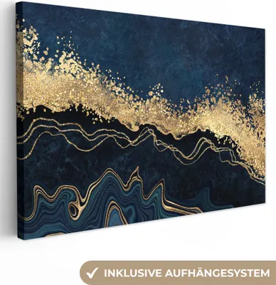 Obrázok produktu pre OneMillionCanvasses® - Obrazy na plátne - 140x90 cm, Mramor - Textúra - Zlato - Ilustrácia, Nástenná umelecká tlač Nástenná dekorácia - Fotografia na plátne - Obraz na drevenom ráme