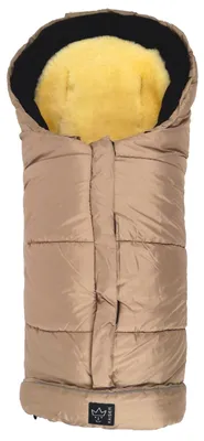 Produktbild von Fußsack Fußwärmer Kinderwagensack - Thermo-Fleece - Sandfarben - Mit Lammfell-Einlage - Mit Anti-Rutsch-Rückenteil - Für Kinderwagen und Autositz