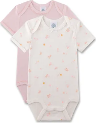 Produktbild von Sanetta Baby-Body kurzarm (Doppelpack) rosa & off-white Blumen 80