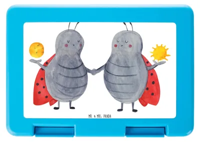 Produktbild von Mr. & Mrs. Panda Lunchbox Sternzeichen Zwilling - Weiß - Geschenk, Butterbrotdose, Marienkäfer, Snackbox, Pausenbox, Zwillinge, Bento Box, Zwillingsbruder, Bentobox