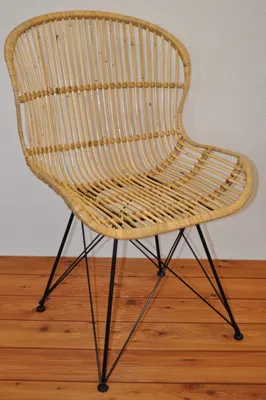 Produktbild von Rattanstuhl, Rattansessel Lagoa honigfarben, Rattan + Metall