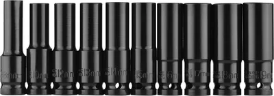 Image de Geevorks 1/2Inch Drive Hex Impact Socket Set 10-Piece Deep Socket Metric Sizes 8-19mm CR-V Material with Storage Box