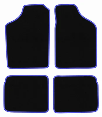 Image de Tapis de sol en moquette pour Volkswagen Polo II 1981-1992 (coupé/à hayon/berline) – jeu 4 pièces, noir/bleu, sur mesure – Wielganizator CARLUX