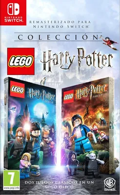 The image shows the cover art for the LEGO Harry Potter Collection video game for Nintendo Switch. It features artwork from both LEGO Harry Potter: Years 1-4 and LEGO Harry Potter: Years 5-7.