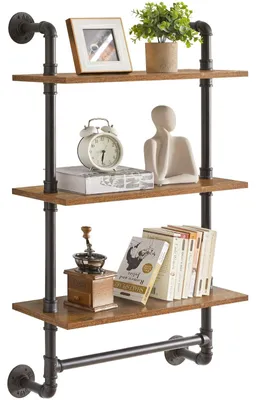 Produktbild von Wandregal im industriellen Design - 3-stufig - Regal für Bücher und Küche