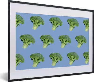 Produktbild von MuchoWow® MuchoWow® Gerahmtes Poster Gemüse - Muster - Blau - Lila 40x30 cm - Poster mit zchwarzem Bilderrahmen - Bilderrahmen - Poster im Rahmen