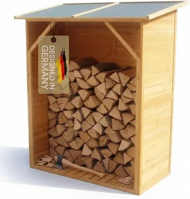 Produktbild von Kaminholzregal mit Rückwand Brennholzregal Understand aus Holz, 160 x 134 x 75 cm Holzunterstand für Kaminholz großes Fassungsvermögen Holzstapelhilfe Feuerholzregal aussen