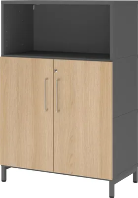 Zdjęcie produktu dla Hammerbacher FlexWall regał drzwi cokół 3OH grafit/dąb