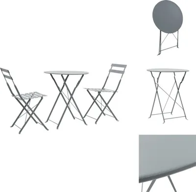Image de vidaXL Ensemble Bistro 3 pièces acier gris - Ensemble de meubles de jardin