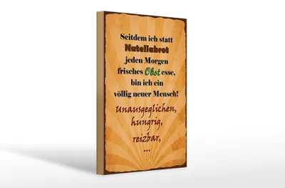 Produktbild von Holzschild Spruch 20x30cm statt Nutellabrot frisches Obst