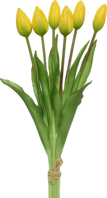 Tulpenbund mit 6 Blüten - Kunstblumen - H: 40cm - gelb