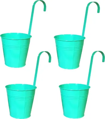 Produktbild von 4 Stück TÜRKIS Hängetöpfe Blumentopf 14 cm