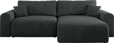 Produktbild von MKS MEBLE Sofa L-Form, Ecksofa mit Schlaffunktion, Wohnlandschaft L-Form mit Kissen, Couch L-Form - Nelson - Dunkelgrau Struktur
