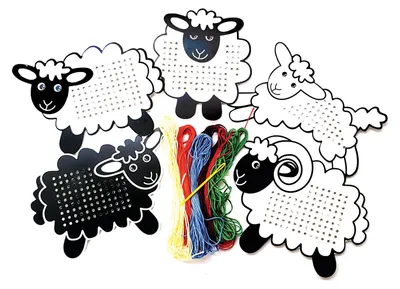 Produktbild von EDUPLAY 370101 Fädelkarten Schafe 5er Set
