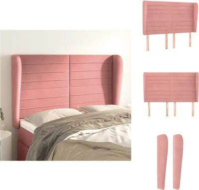 Produktbild von vidaXL Kopfteil mit Ohren Rosa 147x23x118/128 cm Samt -  Kopf- & Fußenden