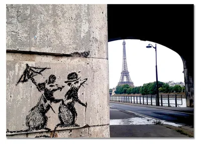 Immagine prodotto di Giallobus - Topi Eiffel - Banksy - 140L x 100l cm - Quadro - Vetro acrilico