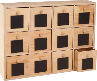 Productafbeelding van Commode met Laden - Opbergkastje Hout - Hobby Knutselen - 12 Laden - 24 x 7 x 31.5 cm - Beige