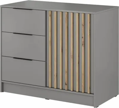 Produktbild von Moderne Kommode mit Schublade Sideboard, Wohnzimmer, Esszimmer, Flur & Diele Schrank Highboard  - Kommode JOHN 2D Grau