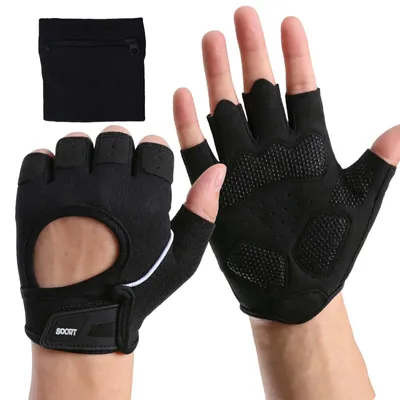 Productafbeelding van Fitness handschoenen voor heren en dames met polssteun, open ontwerp, zwart