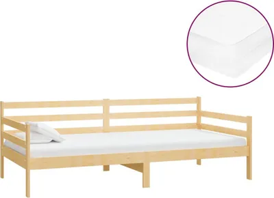 Imagen del producto de Cama de día vidaXL con colchón, 90x200 cm, madera maciza de pino