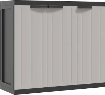 Produktbild von vidaXL Gartenschrank Grau und Schwarz 97x37x85 cm PP
