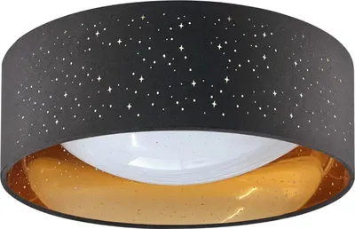 Immagine prodotto di Plafoniera LED rotonda TULUZA nero-oro-bianco 18W, luce bianca neutra 1850 lm, materiale plastico, dimensioni: 12x32x32 cm, IP20, Polux