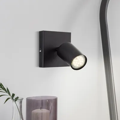 Produktbild von BRILLIANT schwarzer Wandspot JELLO | Deckenspot mit wechselbarem LED Leuchtmittel | 1x 4,5W 345 Lumen 3000 Kelvin | Metall
