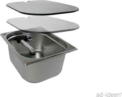 Immagine prodotto di Lavabo in acciaio inox 325x265x150 + rubinetto + coperchio Camper Caravan Wom