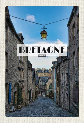 Produktbild von vianmo Holzschild 30x20 cm Bretagne France Altstadt Reiseziel Bildmotiv Reisemotiv Abenteuer Reisen