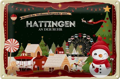 Produktbild von Blechschild Weihnachten Grüße HATTINGEN AN DER RUHR 30x20cm