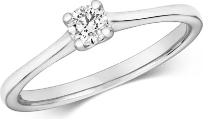 Produktbild von Funkelndes Feuer 9 Karat (375) Weißgold Solitär Verlobung Damen - Diamant Ring Brillant-Schliff 0.15 Karat H - I1, 54 (17.2); TRS320239KWRSN