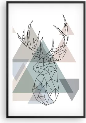 Produktbild von Gerahmtes Poster - Schwarzer Rahmen - Hirsch Abstraktion - 61x91,5 cm - Wand Bild - Wanddeko - Wandbilder - Kunstposter - Wandposter - Bilderrahmen - Bilder - Kunstdruck - Wandbild - P2BPA61x91-3909