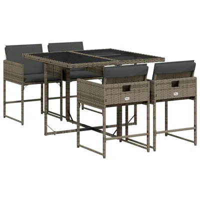 Obrázok produktu pre vidaXL 5-dielna záhradná jedálenská súprava s vankúšmi Grey Poly Rattan
