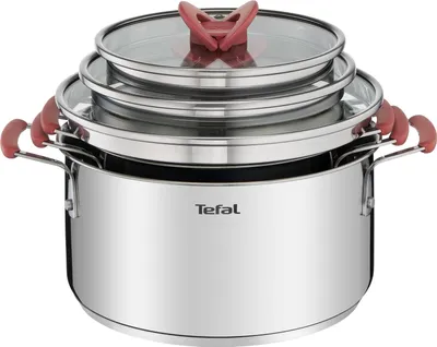 Produktbild von Tefal Topfset Aus Edelstahl 6-Teilig Induktion Mit Glasdeckeln