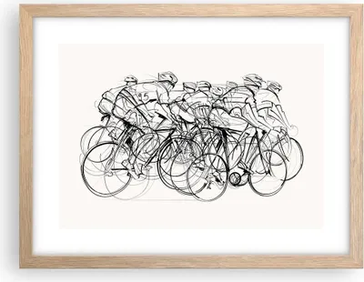Produktbild von Gerahmtes Poster - Rahmen in heller Eiche - Fahrrad Rennen Rad - 40x30 cm - Wand Bild - Wanddeko - Wandbilder - Wandposter - Bilderrahmen - Bilder - Kunstdruck - Wandbild - P2NAA40x30-4122