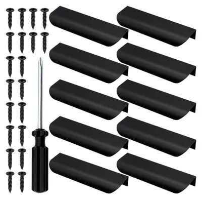 Produktbild von 10 Stück Schrankgriffe Schwarz 120mm Versteckte Schrankgriffe mit Schrauben und Schraubendreher für Möbel
