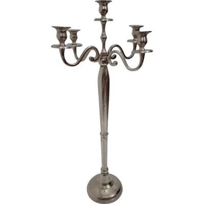 Produktbild von Kerzenständer Kerzenhalter Brush silber 78cm 5-armig