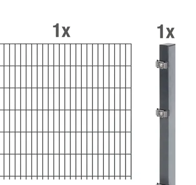 Immagine prodotto di Alberts 641481 Recinzione a doppia rete metallica come set completo, antracite, altezza 123 cm, lunghezza 2,5 m