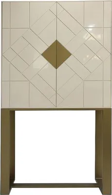 Produktbild von Casa Padrino Designer Wohnzimmerschrank Creme / Messing 100 x 40 x H. 180 cm - Wohnzimmer Möbel - Luxus Qualität