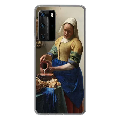 Produktbild von MuchoWow® Handyhülle Schutzhülle Hülle für Huawei P40 Pro Das Milchmädchen - Gemälde von Johannes Vermeer Silikon Softcase Handy Hülle - Schutz