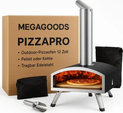 Zdjęcie produktu dla Zewnętrzny piec do pizzy 12 cali na pellet węglowy, przenośny ze stali nierdzewnej PL.