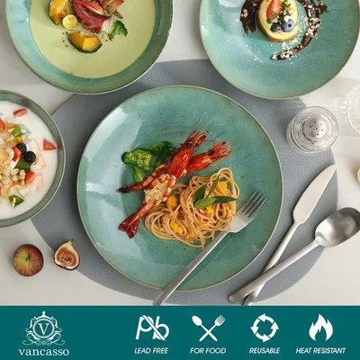 Immagine prodotto di Servizio da tavola in Vetroceramica, 16 pezzi, design vintage, per 4-12 persone, verde