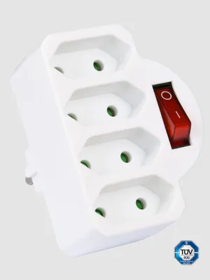 Immagine prodotto di presa Euro a 4 vie con interruttore