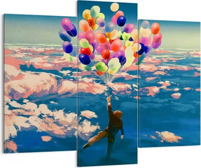 Produktbild von Bild auf Leinwand - Leinwandbild - Abstraktion Ballon - 130x100cm - Wand Bild - Wanddeko - Leinwanddruck - Bilder - Kunstdruck - Wanddekoration - Leinwand bilder - Wandkunst - CB130x100-3720