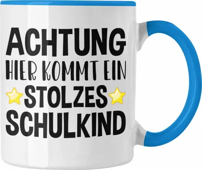 Produktbild von Trendation - Einschulung Junge Mädchen Geschenk Schultüte Füllung Tasse Schulstart 1. Schultag Schuleinführung Schulanfang Geschenkidee 2023 Schulkind Lustig (Blau)