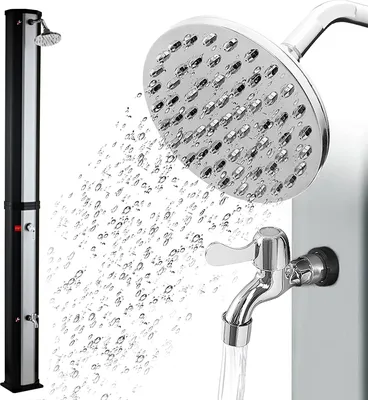 Produktbild von Solární sprcha Zelsius Taree | 60 litrů, stříbrná | S kohoutkem a nožní sprchou do max. 60 °C