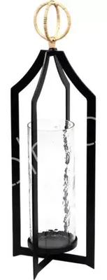 Productafbeelding van Windlicht met gehamerd glas, kleur: IR/MATZWARK, afmetingen: 20x20x58 cm