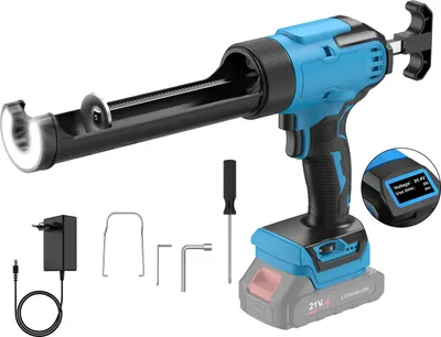 Obrázek produktu pro Elektrická těsnicí pistole, 6 rychlostí, LED osvětlení, bez baterie, modrá